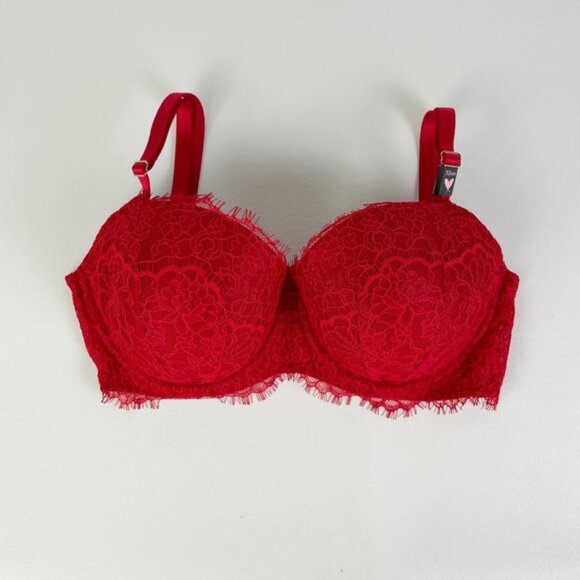 NWOT Victoria's Secret Bra 32DD Dream Angels Lined Demi Red Lace B1785 - Picture 1 of 6